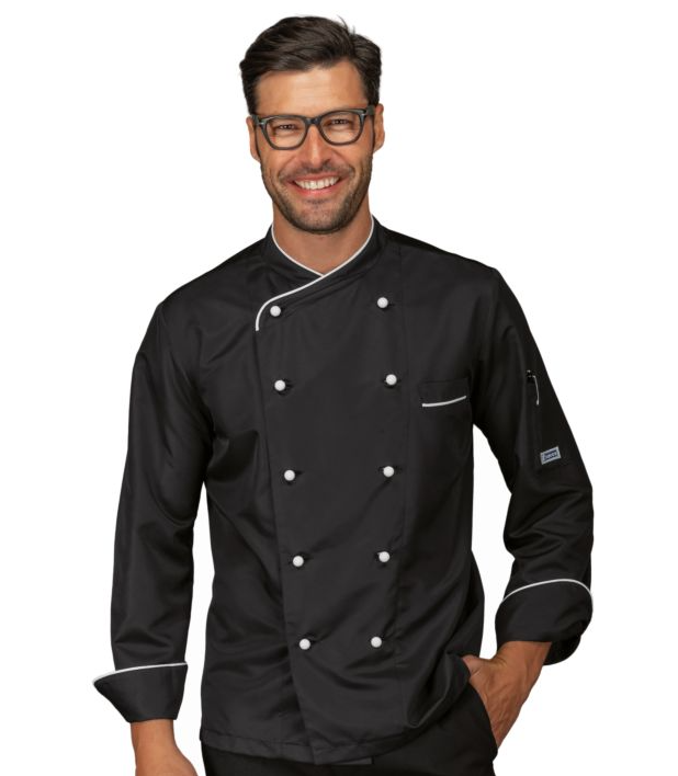 CALIFORNIA SLIM CHEF JACKET - WHITE/BLACK - ISACCO