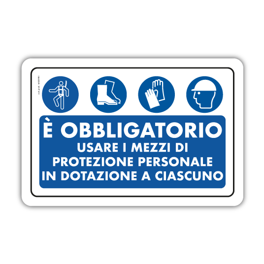 CARTELLO ALLUMINIO 500X333 -  OBBLIGO USARE MEZZI DI PROTEZIONE