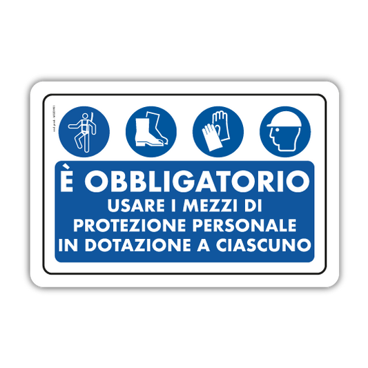 ALUMINUM SIGN 500X333 - OBLIGATION TO USE PROTECTIVE MEANS