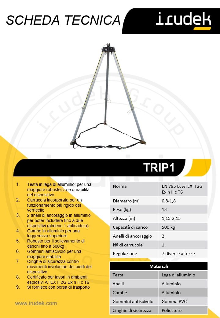 TRIP1 ALUMINUM TRIPOD 2.15M - IRUDEK