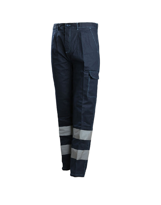 PANTALONE COTONE BLU CON BANDE