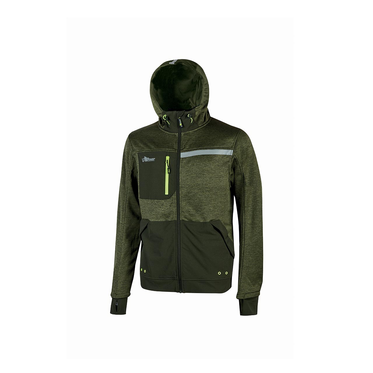 FELPA GALAXY FULL ZIP - U-POWER - NERO/VERDE/GRIGIO