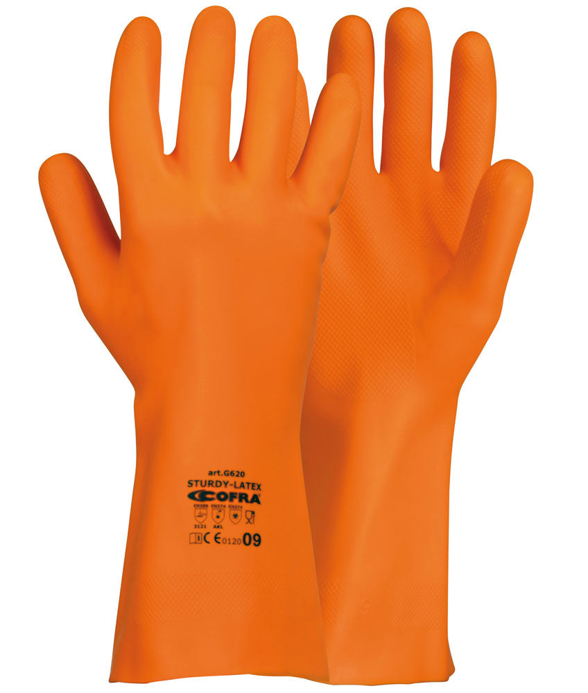 STURDY-LATEX ORANGE GLOVES SIZE 10